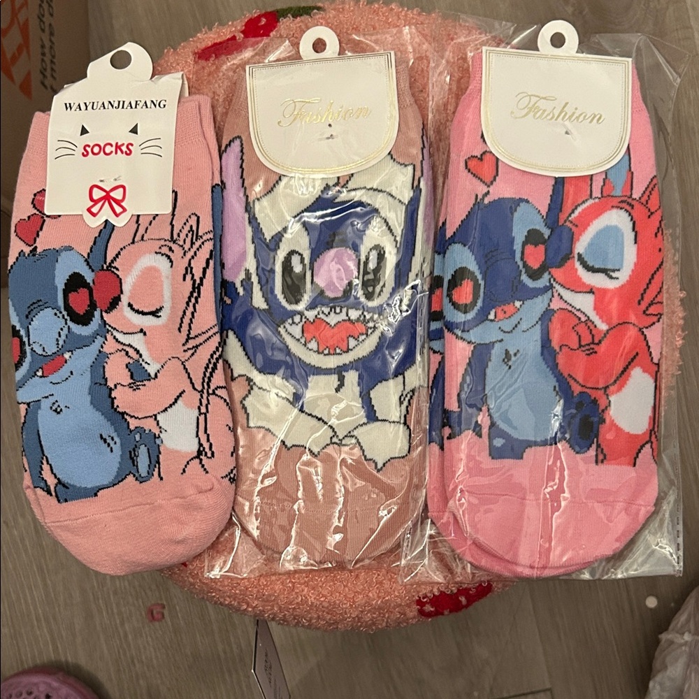 Kids Cartoon Socks - Pink and Blue